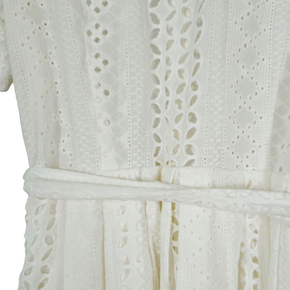 Milly White Eyelet Cleo Collared Shirt Dress - Picture 5 of 9